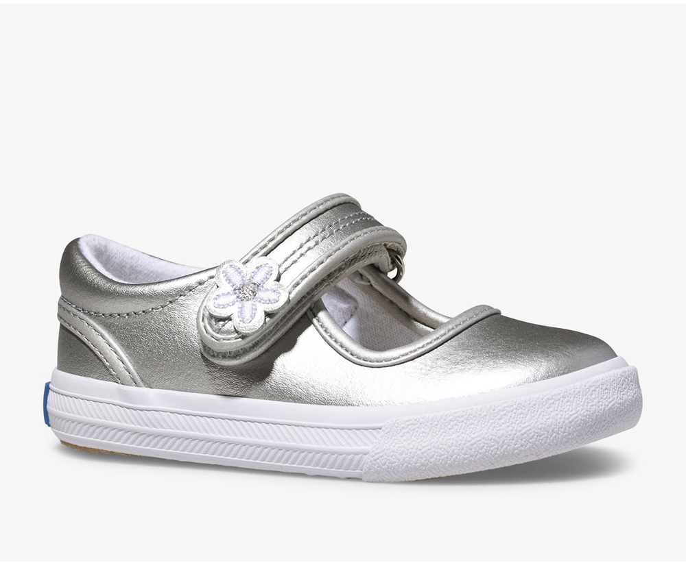 Slip Ons Keds Niños Plateadas - Ella Mary Jane - 069-AHDESW